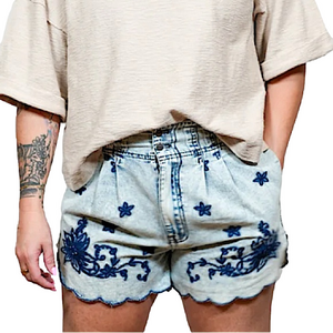 Oli & Hali for Mavericks Aspen embroidered denim shorts
